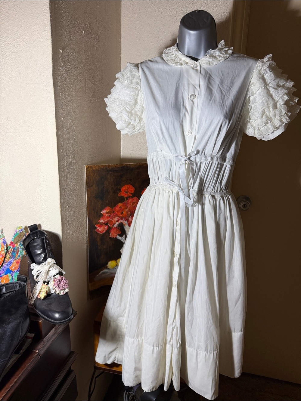 Vintage Eve Stillman white cotton boo peep dress - EVC - see photos - RARE FIND
